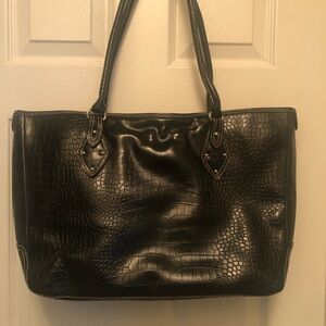 Chic Black Embossed Leather Tote